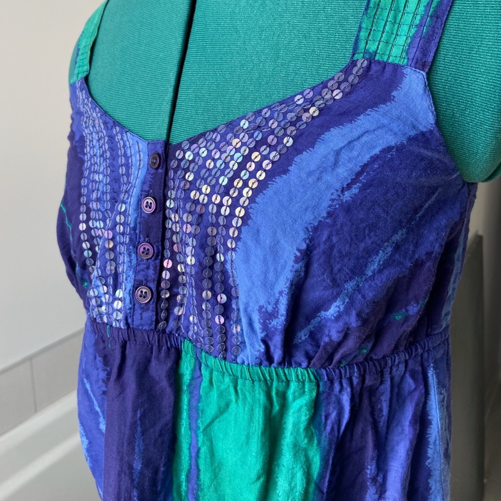 Blue and green top with sequins